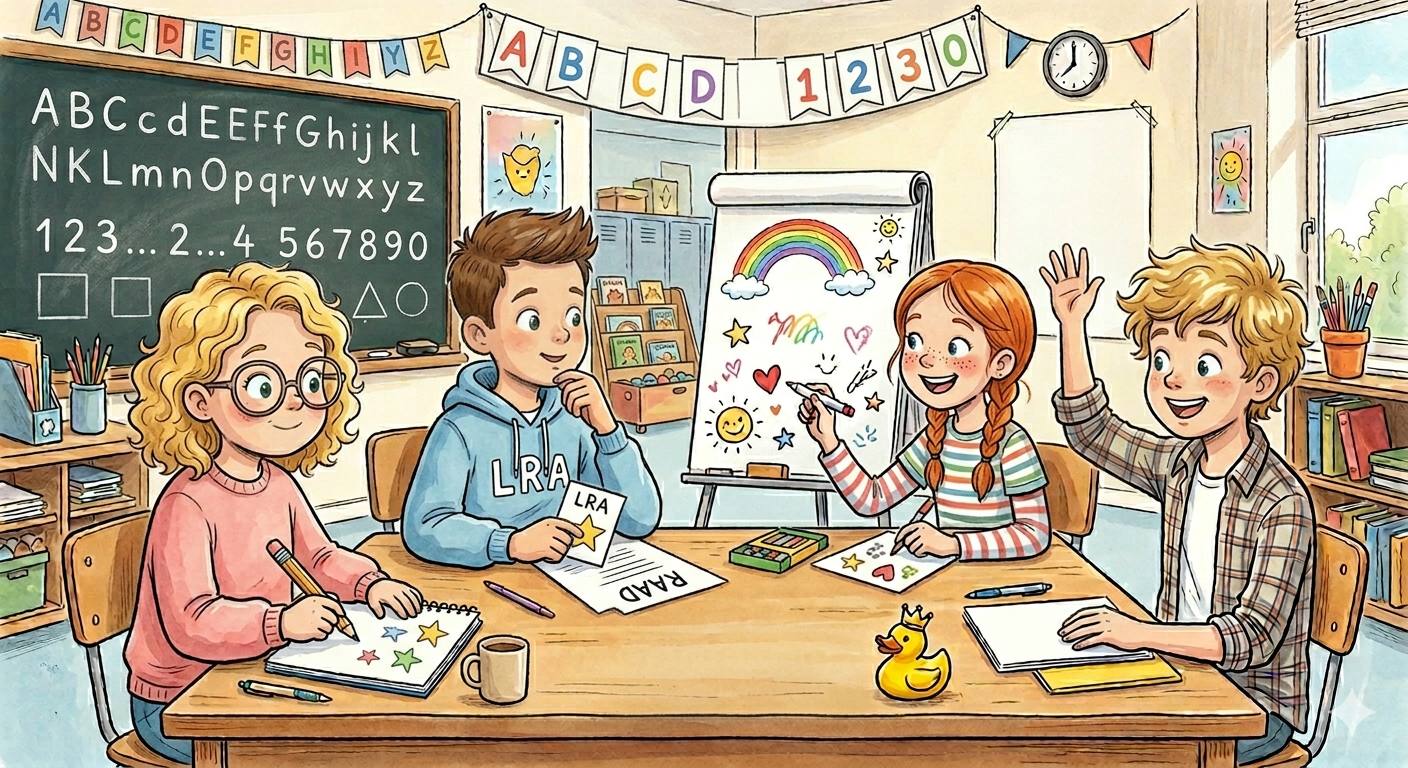 Leerlingen van de leerlingenraad denken samen na over ideeën voor school